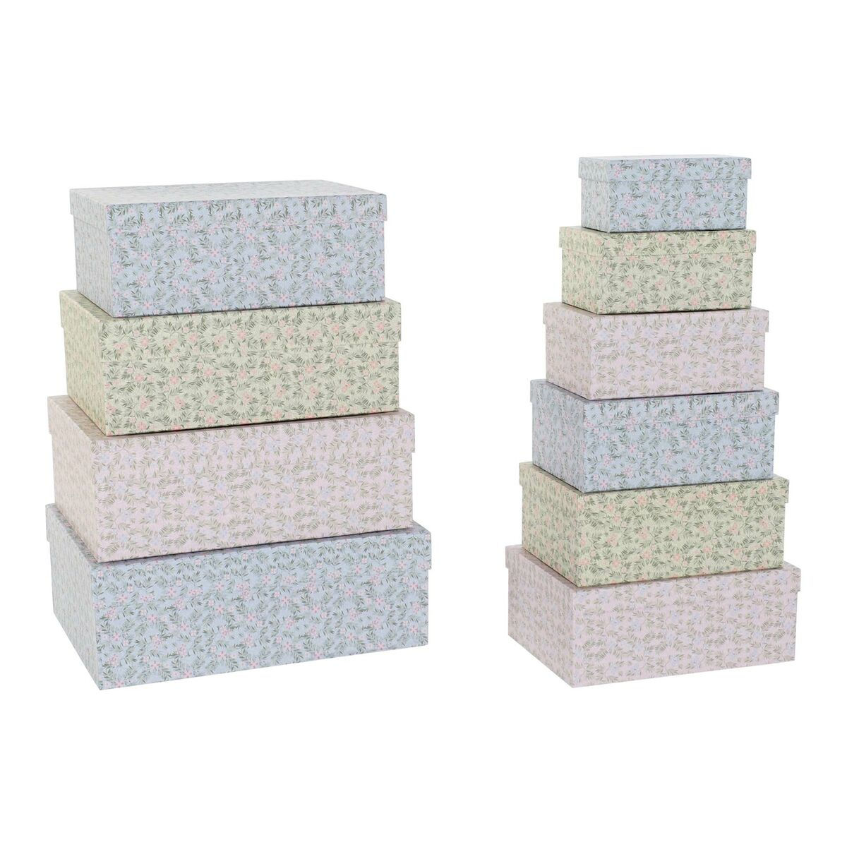Satz stapelbarer Organizerboxen DKD Home Decor Blomster Pappe (43,5 x 33,5 x