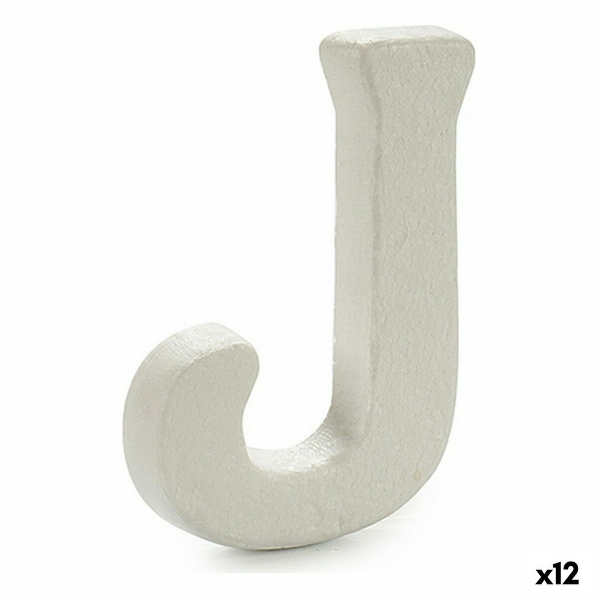 Buchstabe J Weiß polystyrol 1 x 15 x 13,5 cm (12 Stück)