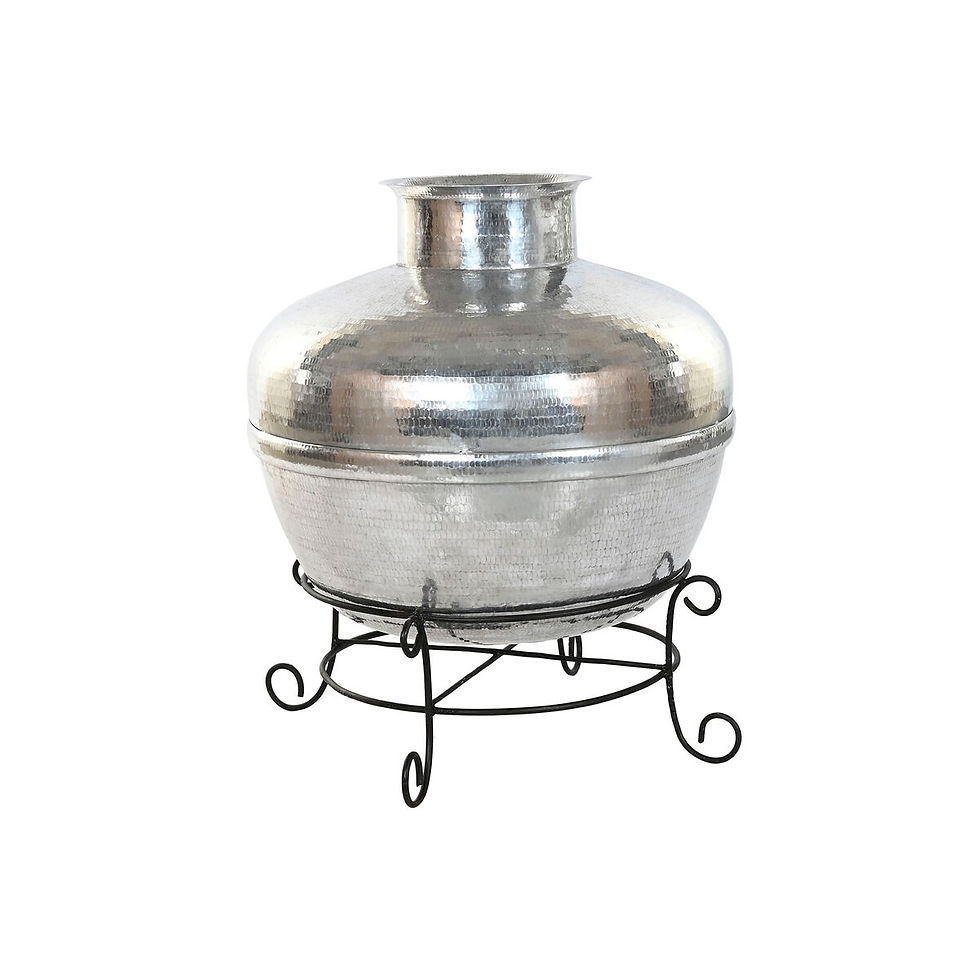 Vase Home ESPRIT Schwarz Silberfarben Aluminium Eisen 75 x 75 x 90 cm