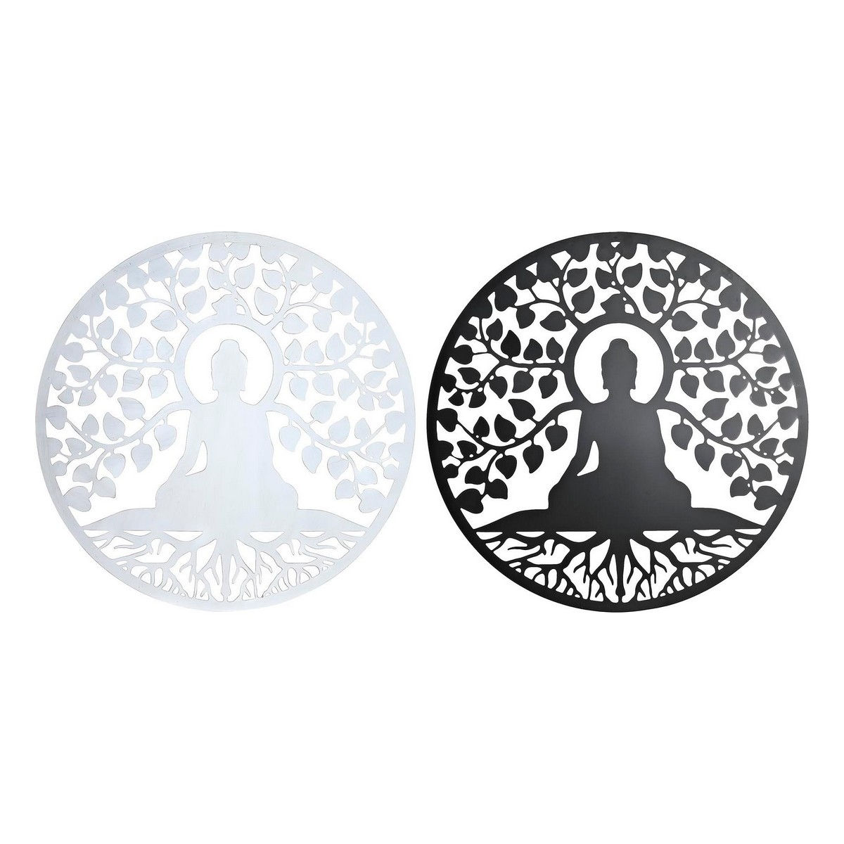Wanddekoration DKD Home Decor Weiß Schwarz Buddha Orientalisch 100 x 1 x 100