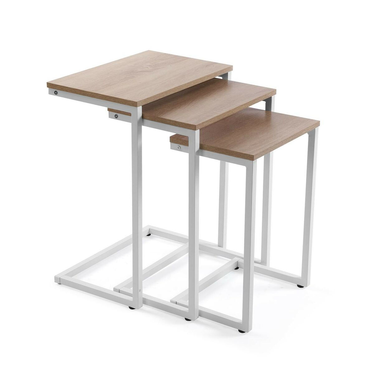 Set mit 3 Tischen Versa Weiß Metall Holz MDF 30 x 60 x 46 cm
