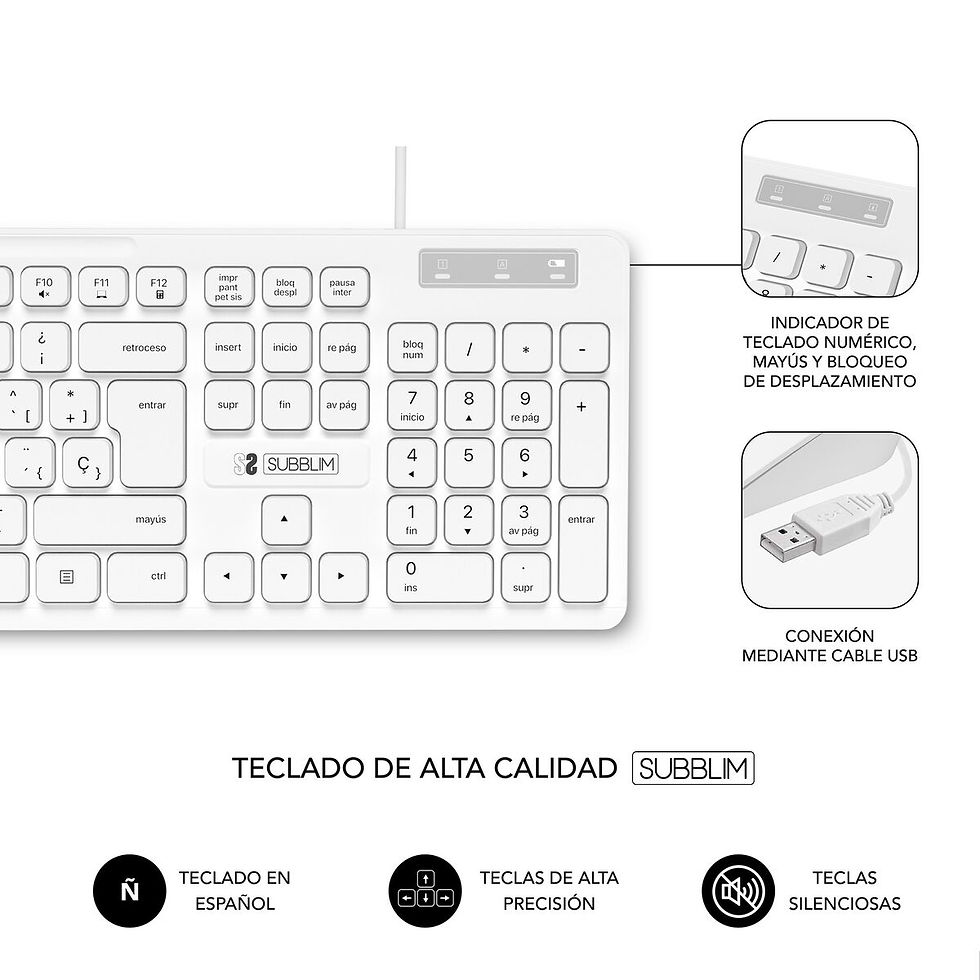 Miniaturbild: Tastatur Subblim SUBKBC0SSK51 Weiß
