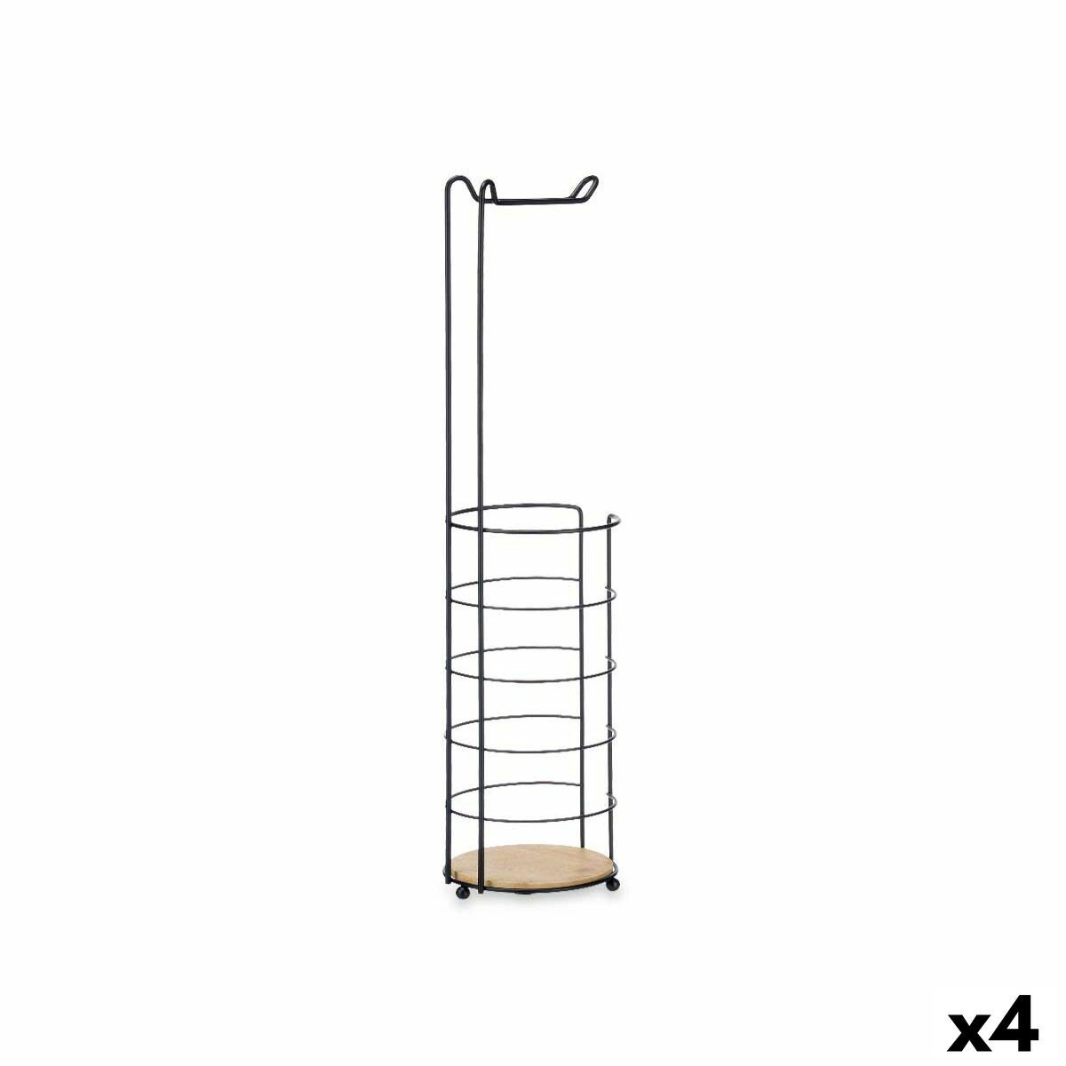 Toilettenpapierrollenhalterung Schwarz Metall Bambus 16,5 x 63,5 x 16,5 cm (4