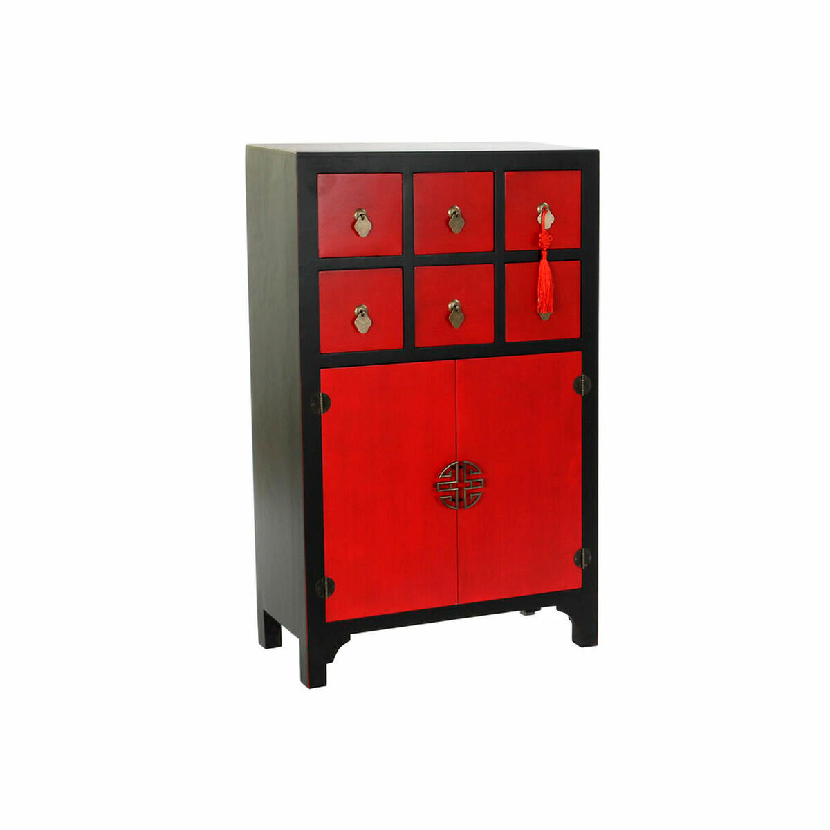 Schubladenschrank DKD Home Decor Schwarz Rot Tanne Holz MDF Orientalisch 63 x