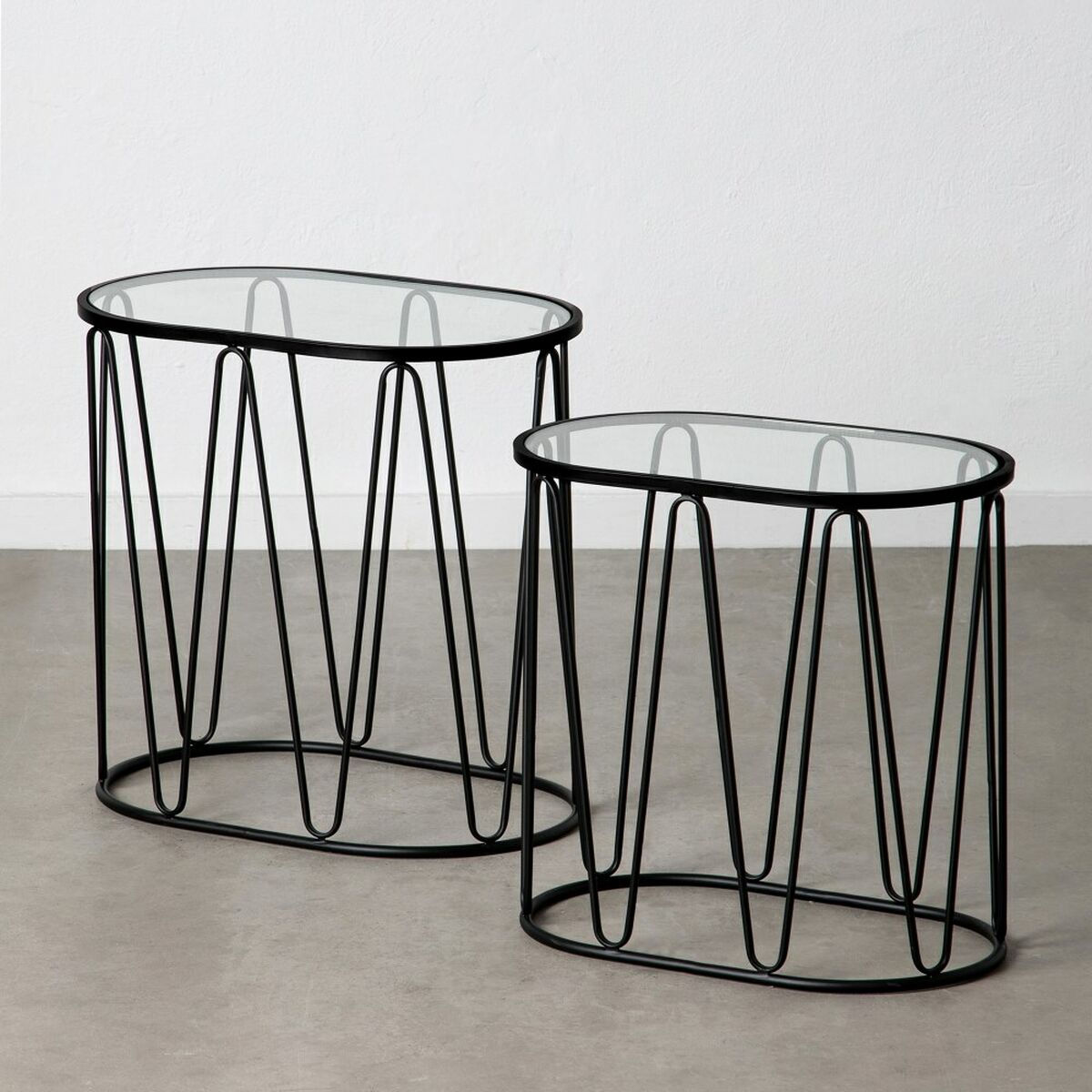 Beistelltisch 56 x 35,5 x 56 cm Kristall Schwarz Metall (2 Stück)