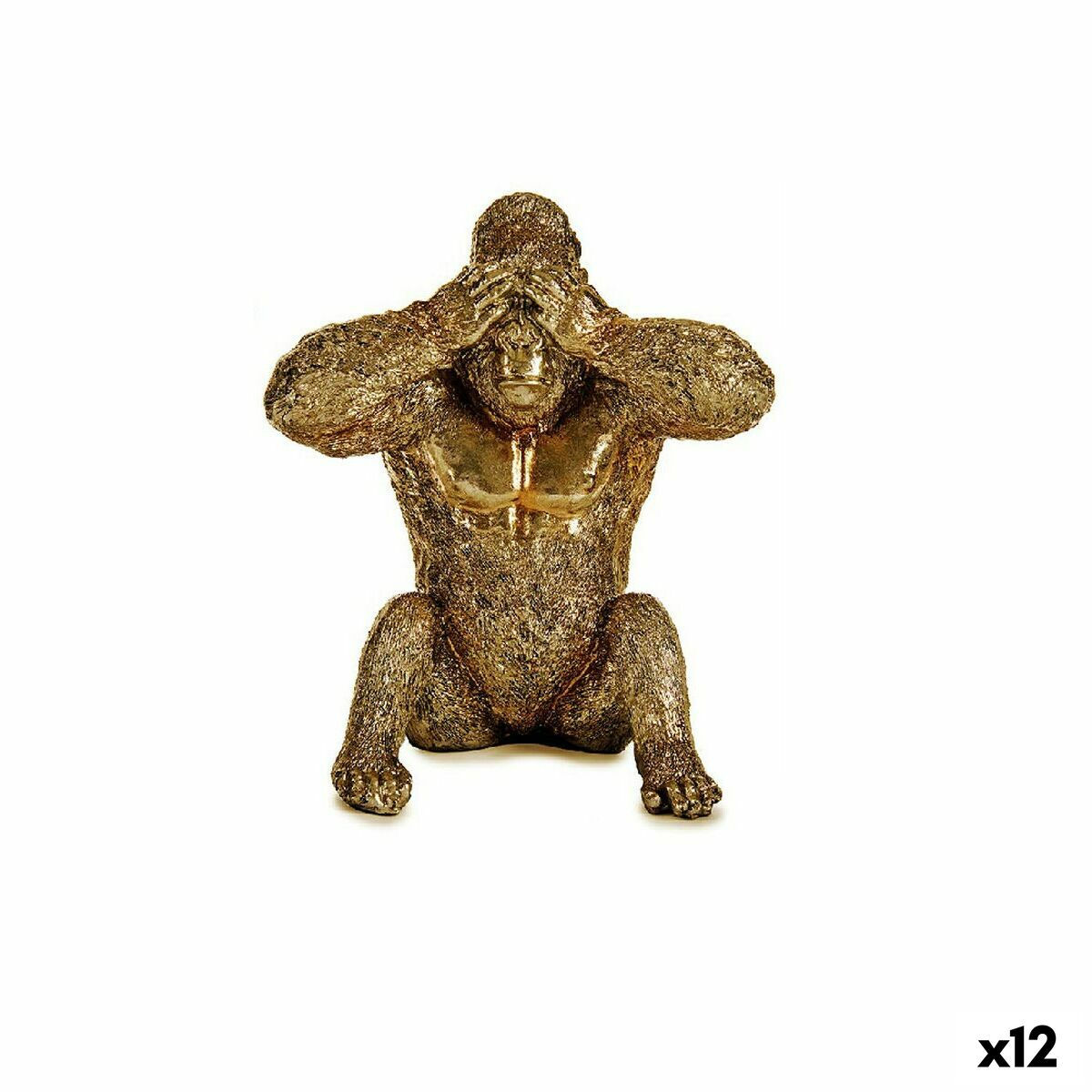 Deko-Figur Gorilla Gold Harz (9 x 18 x 17 cm) (12 Stück)