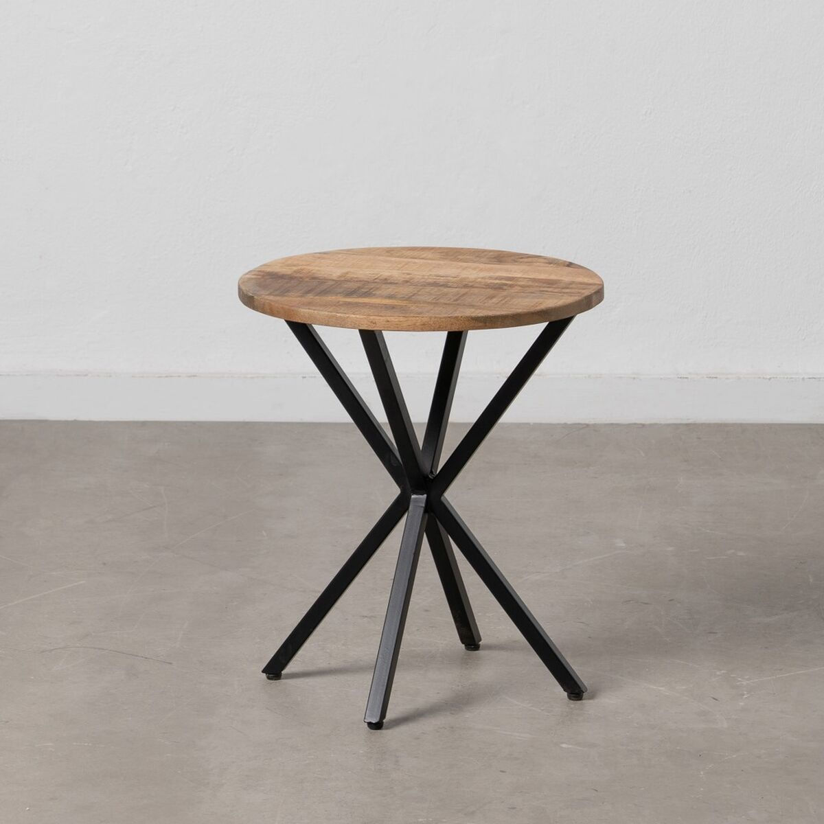 Beistelltisch Schwarz natürlich Holz Metall Eisen Holz und Metall Mango-Holz