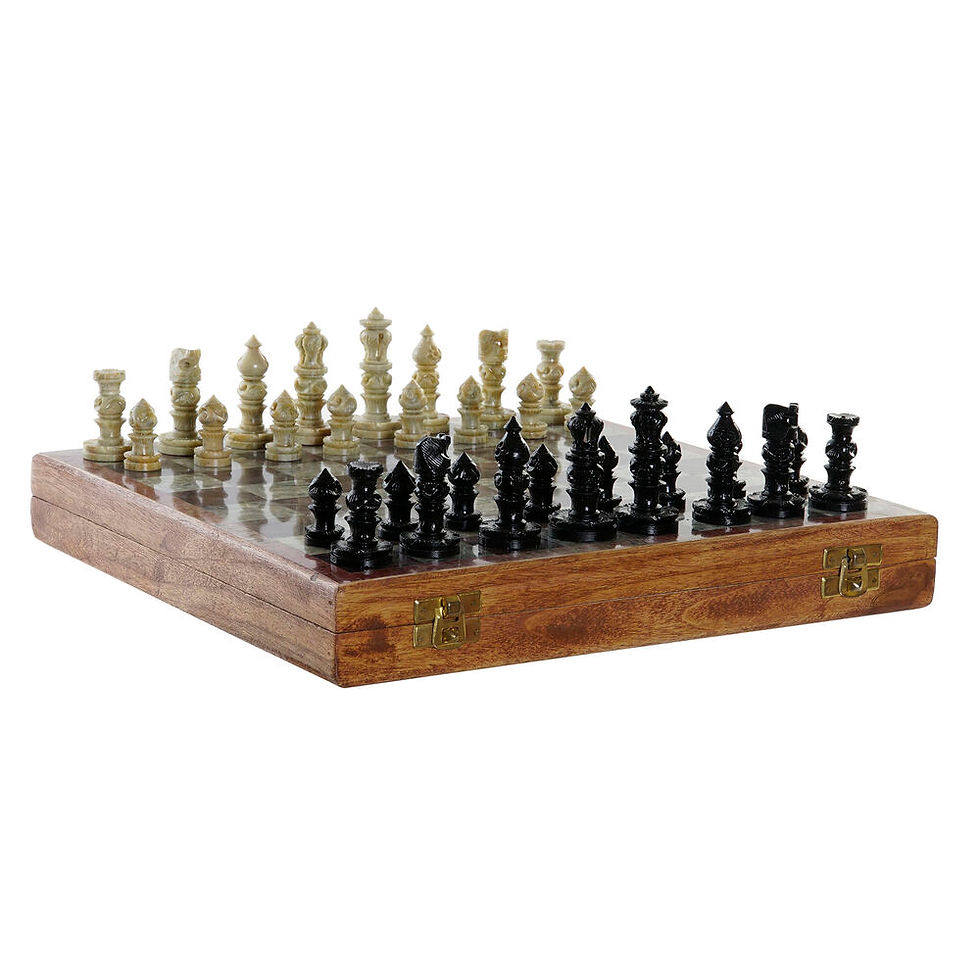 Miniaturbild: Schach DKD Home Decor Weiß Braun Schwarz Holz Stein 30 x 30,5 x 4,5 cm