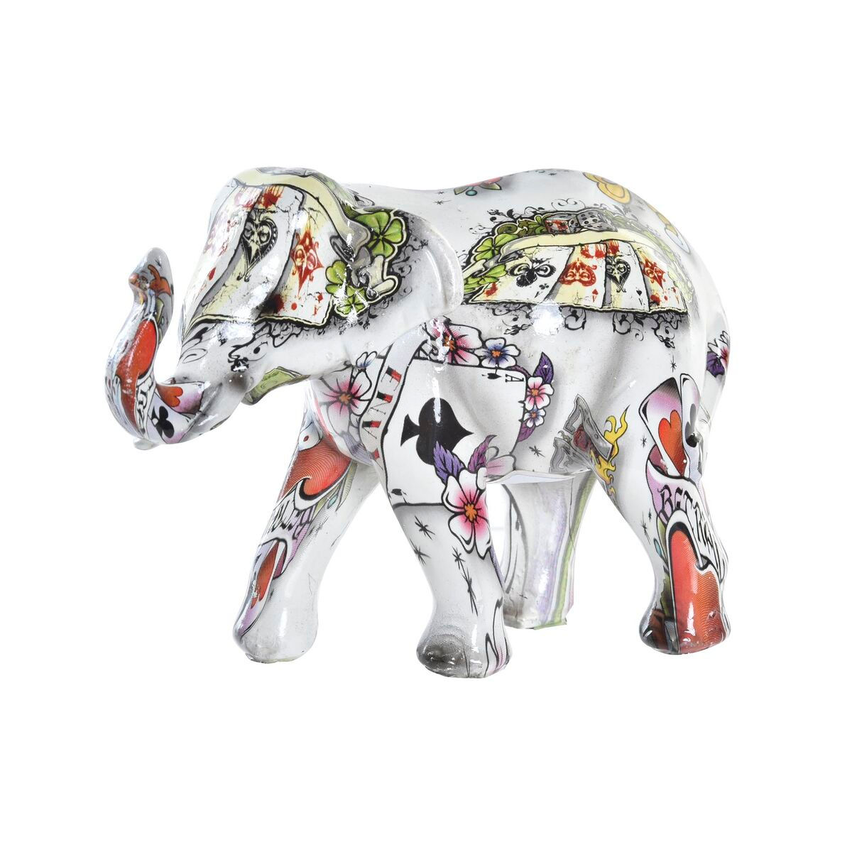Deko-Figur DKD Home Decor Weiß Bunt Elefant Kolonial 11 x 5 x 9 cm
