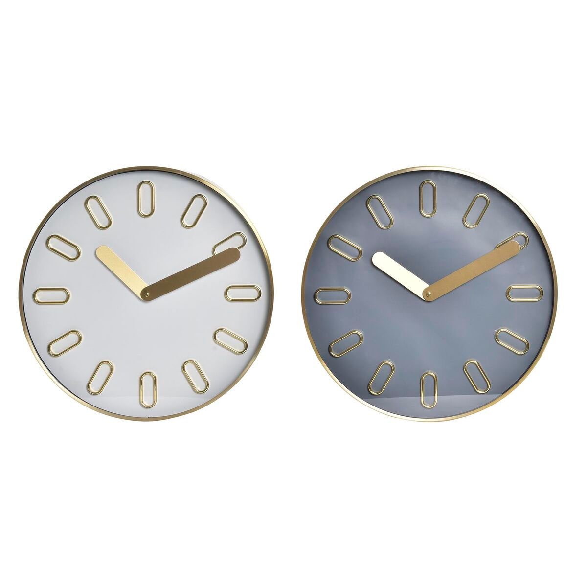 Wanduhr DKD Home Decor 35,5 x 4,2 x 35,5 cm Kristall Grau Gold Aluminium Weiß