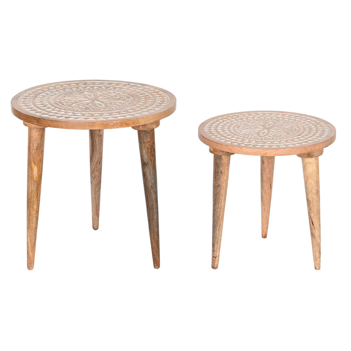 Satz mit 2 Tischen Home ESPRIT Weiß natürlich 45 x 45 x 45 cm 45,5 x 45,5 x 4