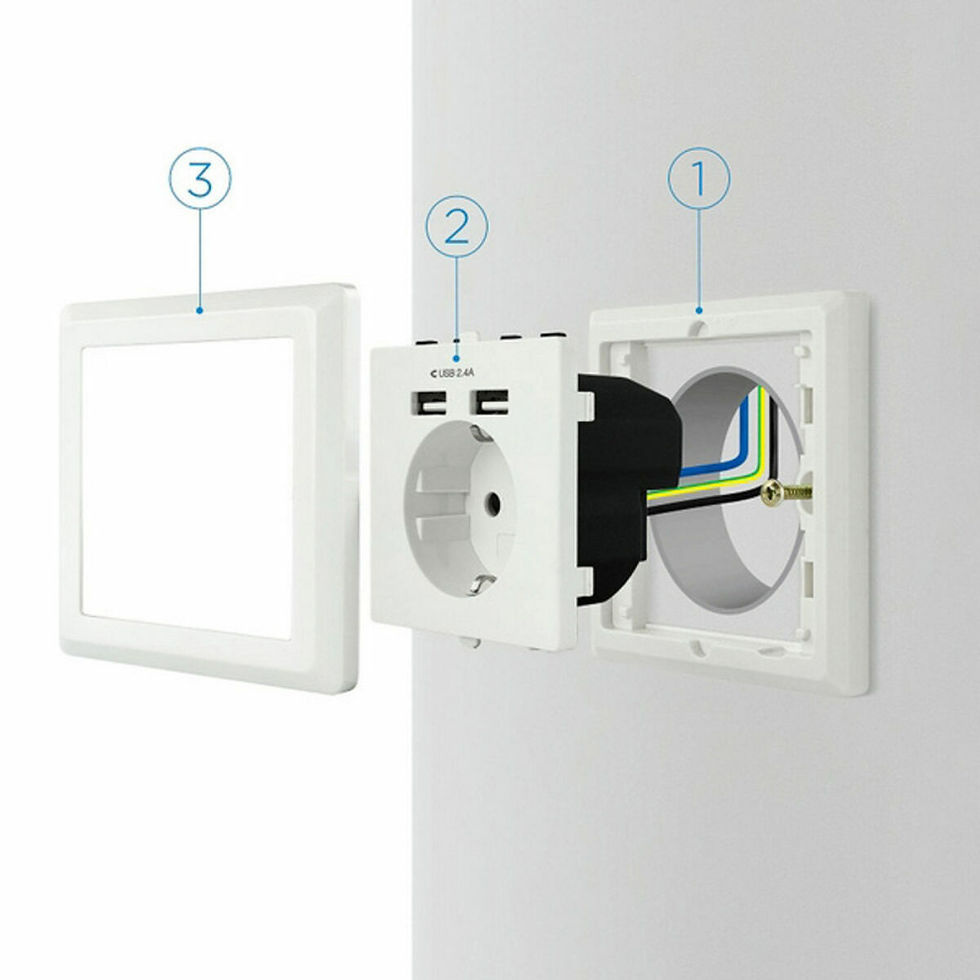 Miniaturbild: Wandstecker mit 2 USB-Ports TooQ Base de enchufe de pared tipo schuko con 2 t
