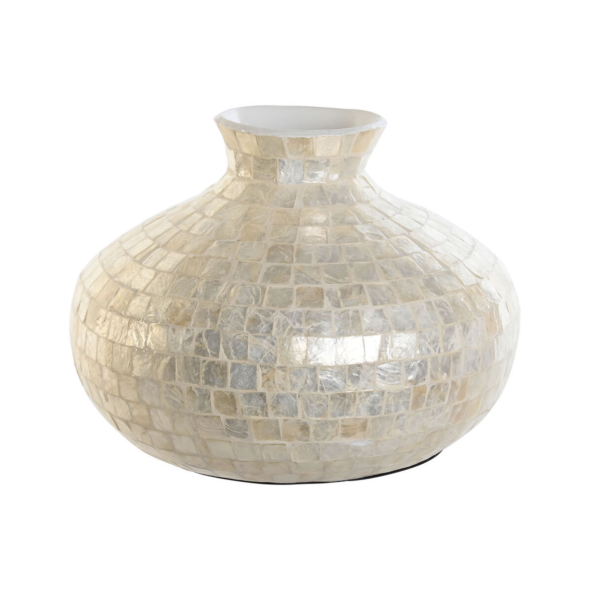 Vase DKD Home Decor Weiß Bambus Perlmutt natürlich Mediterraner 34 x 34 x 26