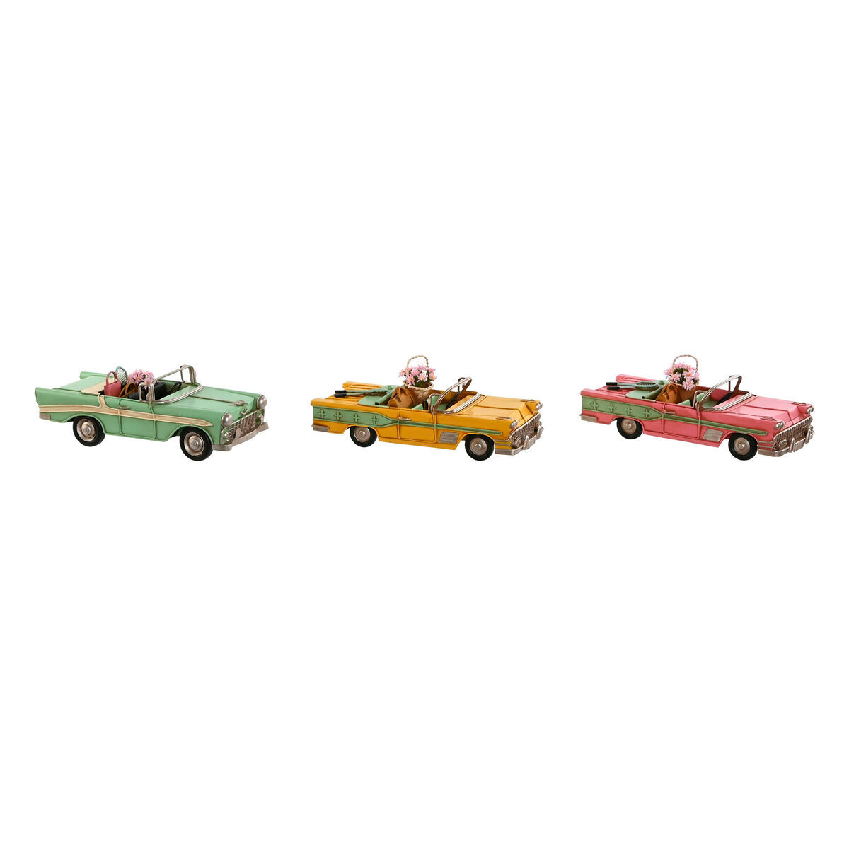 Deko-Figur Home ESPRIT Auto Gelb Rosa Vintage 26 x 11 x 9 cm (3 Stück)