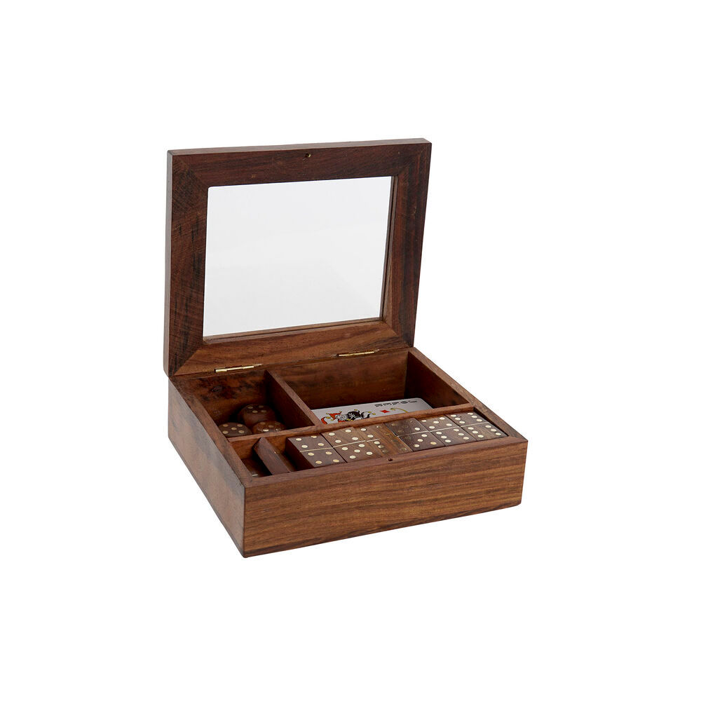Tischspiel DKD Home Decor Sheesham 16,5 x 14 x 4 cm Dunkelbraun 4 Stücke