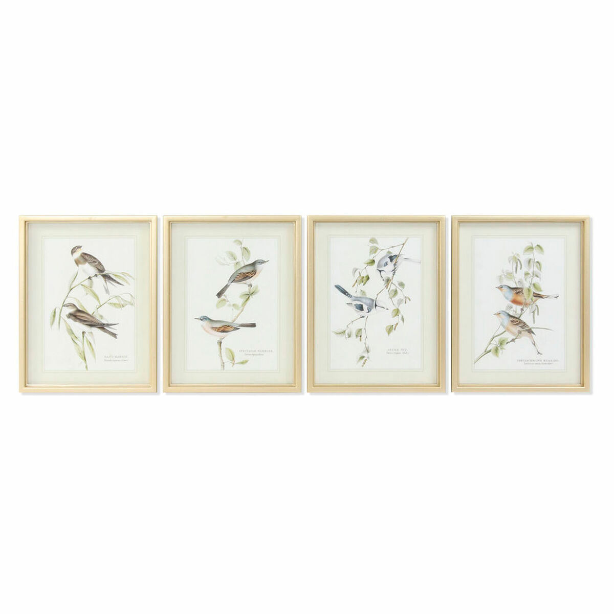 Bild DKD Home Decor 35 x 2,5 x 45 cm Traditionell Vögel (4 Stücke)