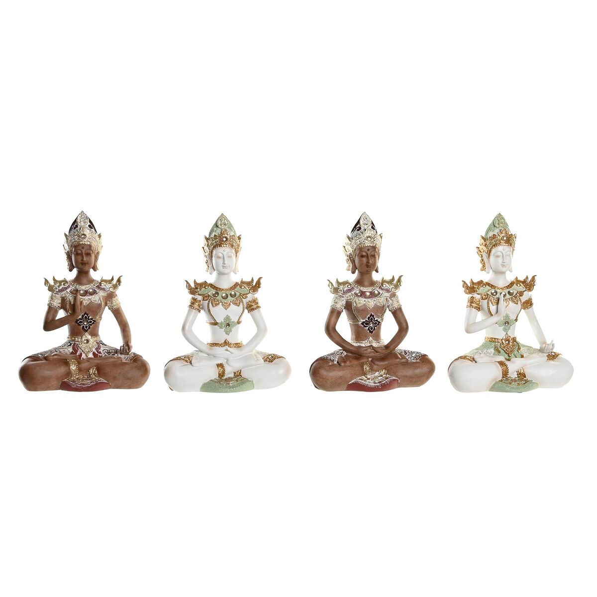 Deko-Figur DKD Home Decor 20,5 x 10,5 x 28,5 cm Braun Buddha Weiß Orientalisc