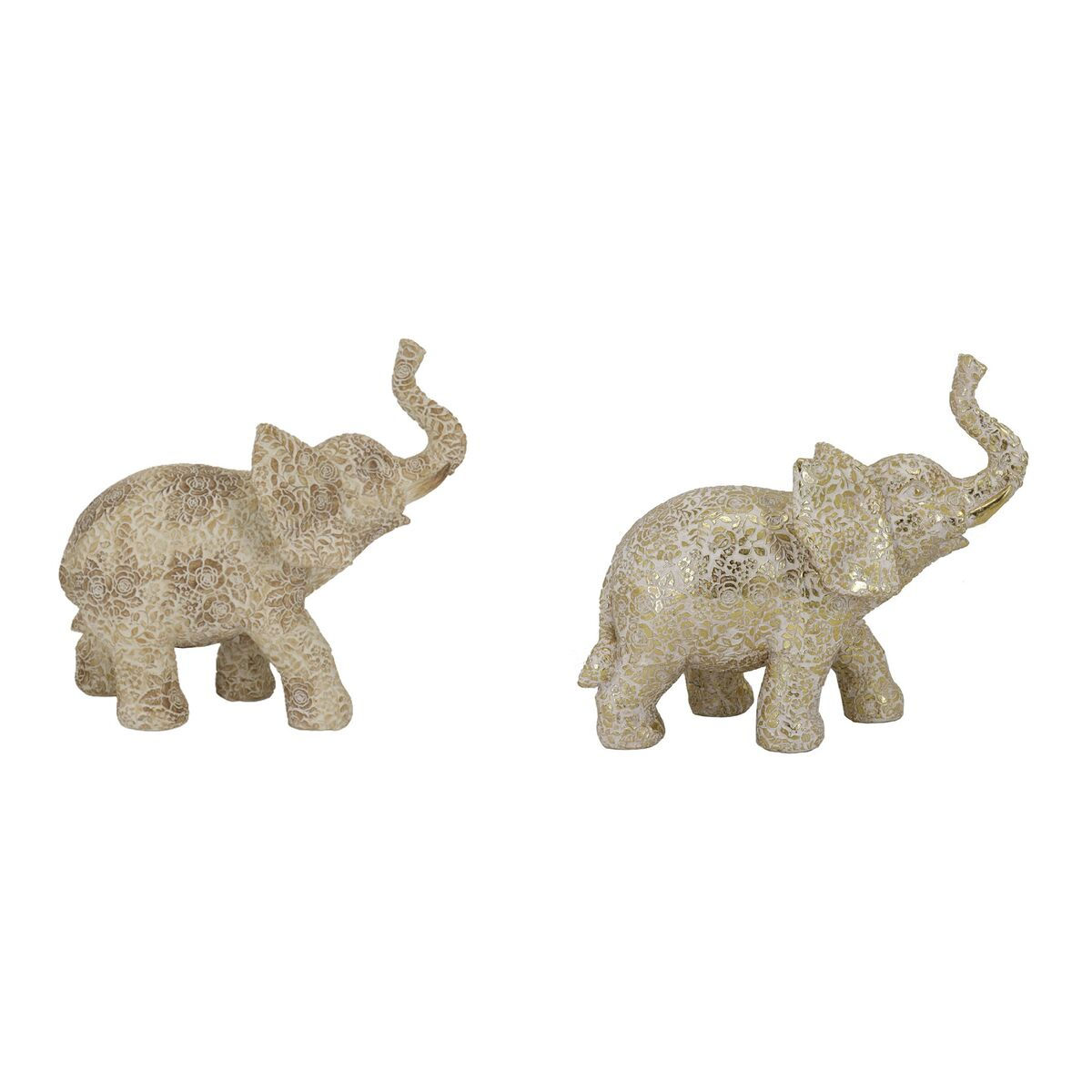 Deko-Figur DKD Home Decor 22,7 x 11 x 20,8 cm Elefant Beige Gold Kolonial (2