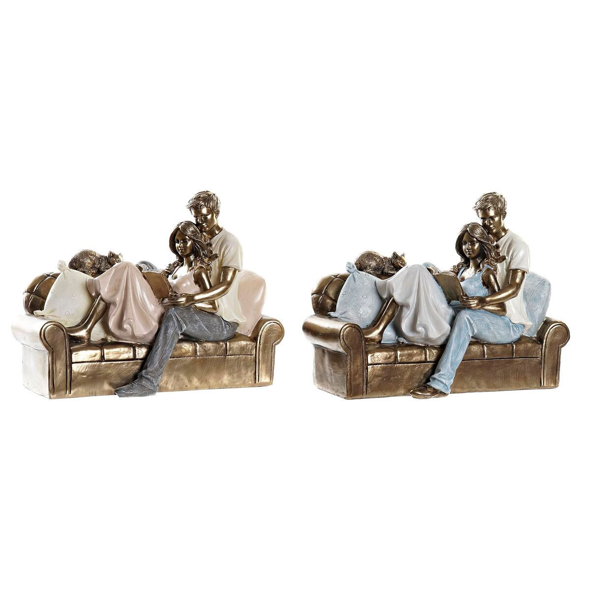 Deko-Figur DKD Home Decor 22 x 11 x 16,5 cm Gold Weiß Ehepaar (2 Stück)