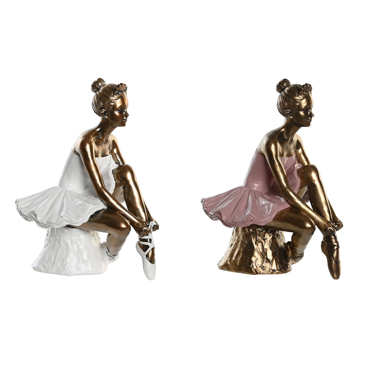 Deko-Figur DKD Home Decor 12 x 9,5 x 15,5 cm Rosa Weiß Ballett-Tänzerin (2 St