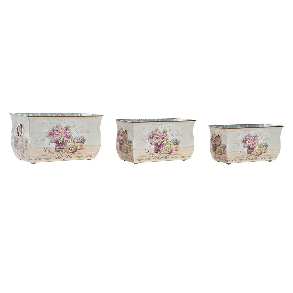 Blumentopfset DKD Home Decor Rosa Metall Aluminium Blomster Shabby Chic 31 x