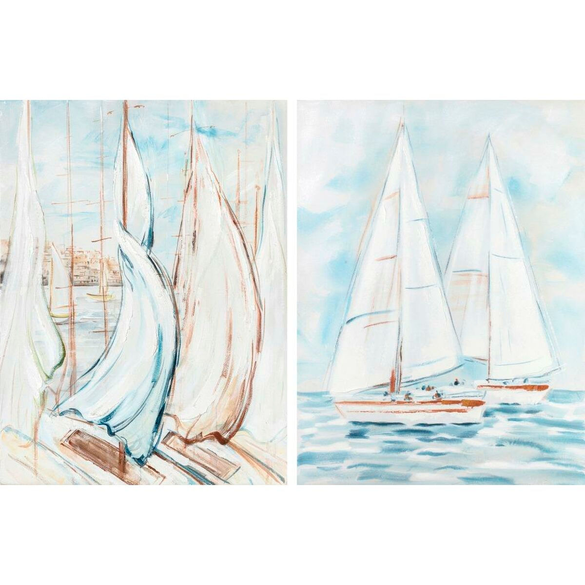 Leinwand DKD Home Decor 90 x 3,5 x 120 cm 90 x 3,7 x 120 cm Yachten Mediterra