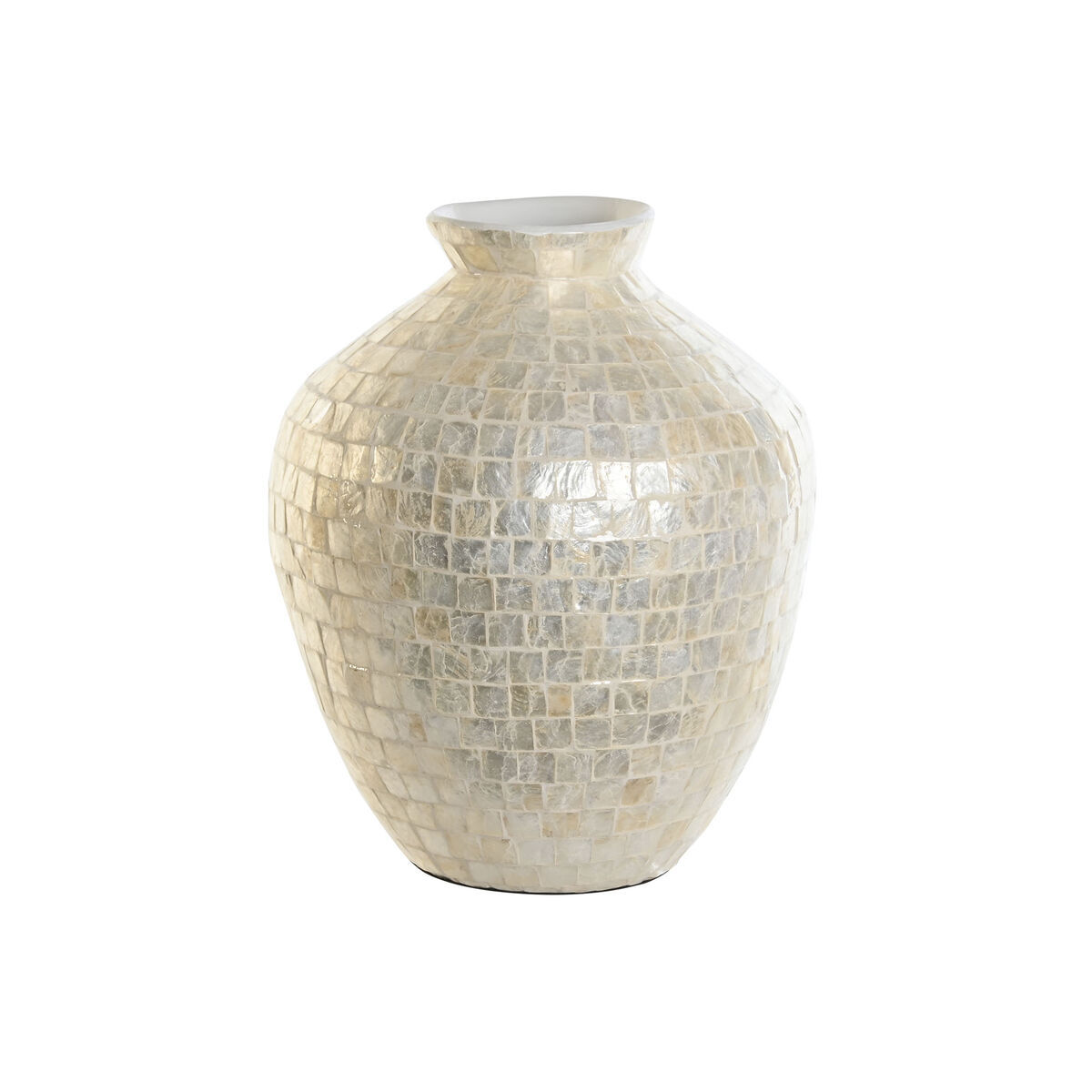 Vase DKD Home Decor Weiß Bambus Perlmutt natürlich Pflanzenblatt Mediterraner