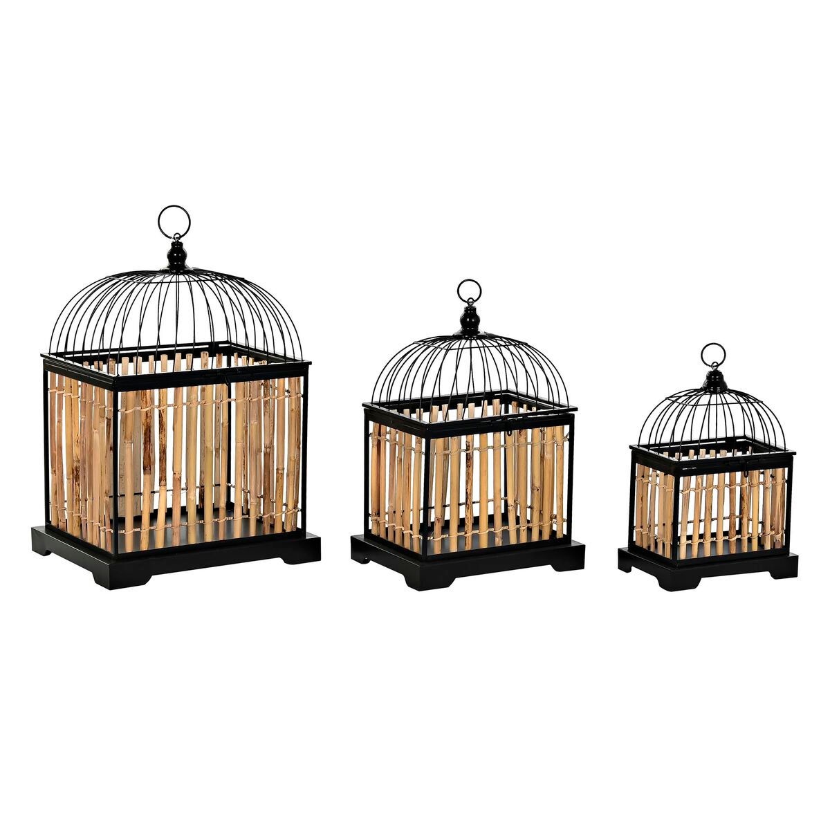 Deko-Figur DKD Home Decor natürlich Schwarz Metall Rattan (38,5 x 30 x 54 cm)