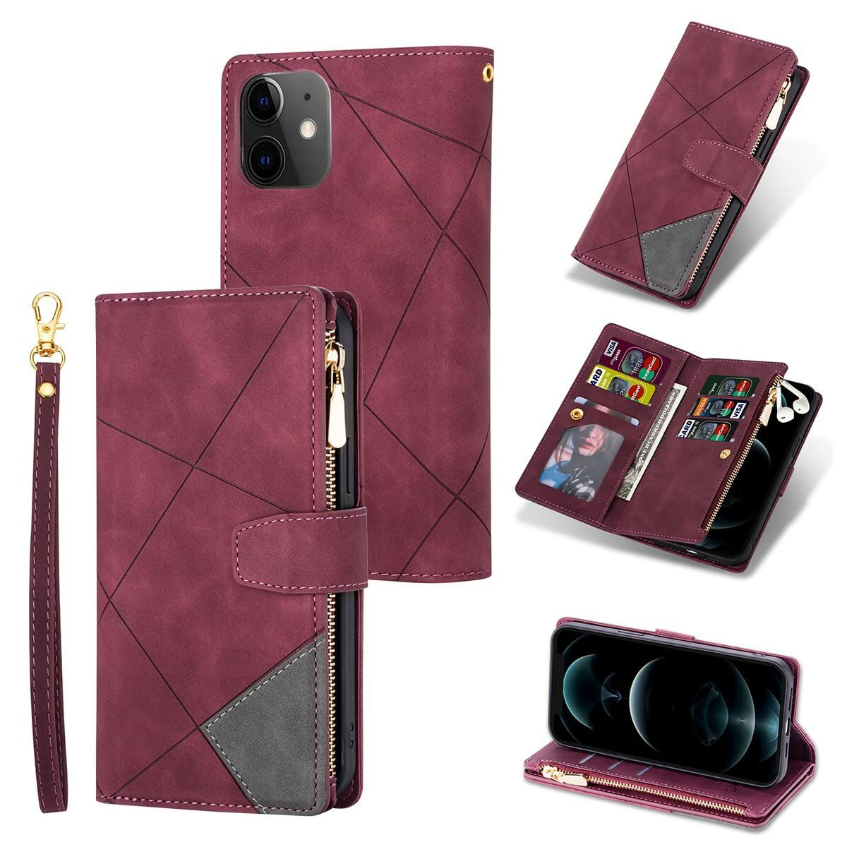 Handy Klapptasche Granatrot 6,1" iPhone 11 (Restauriert B)