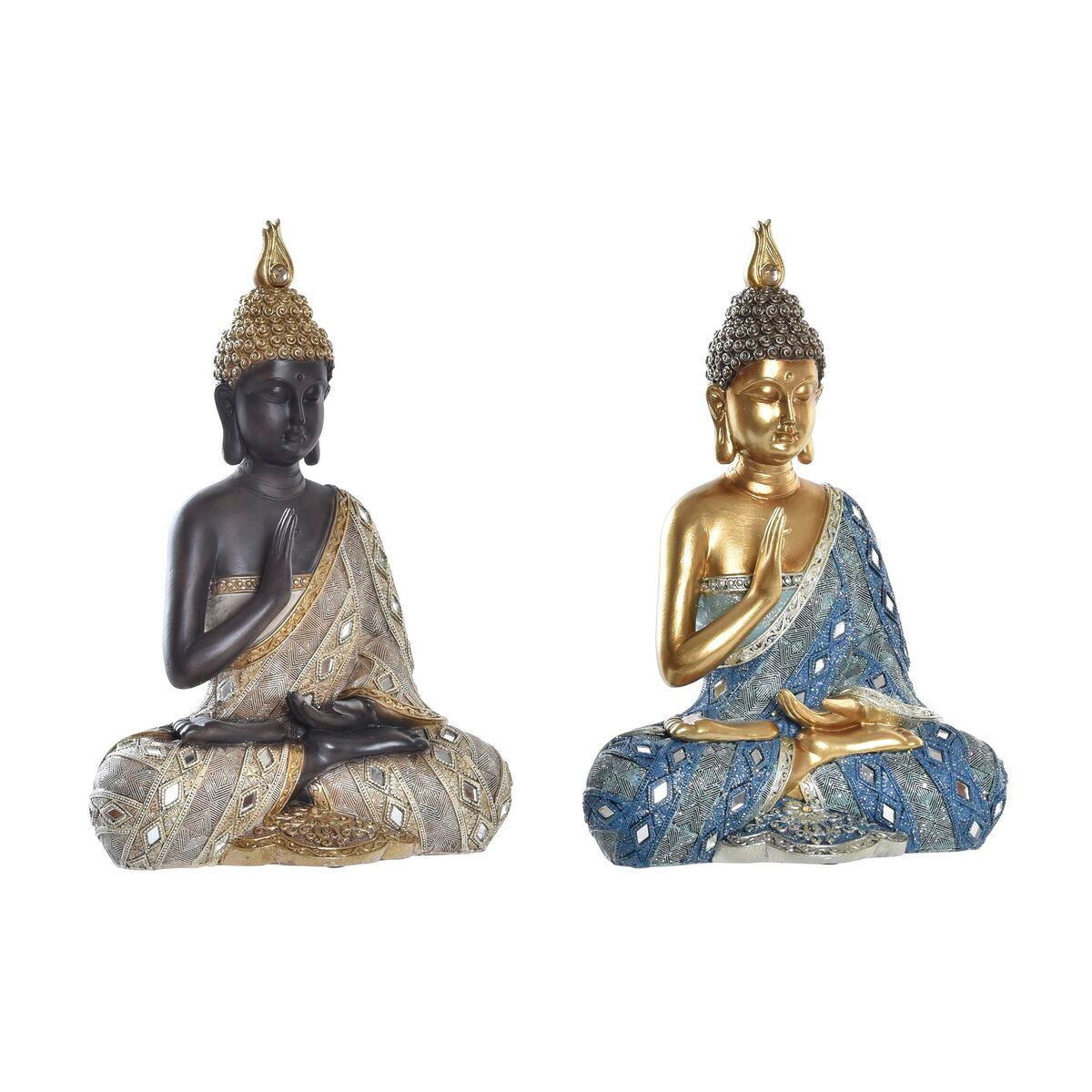Deko-Figur DKD Home Decor 24 x 12 x 34 cm Blau Gold Braun Buddha Orientalisch