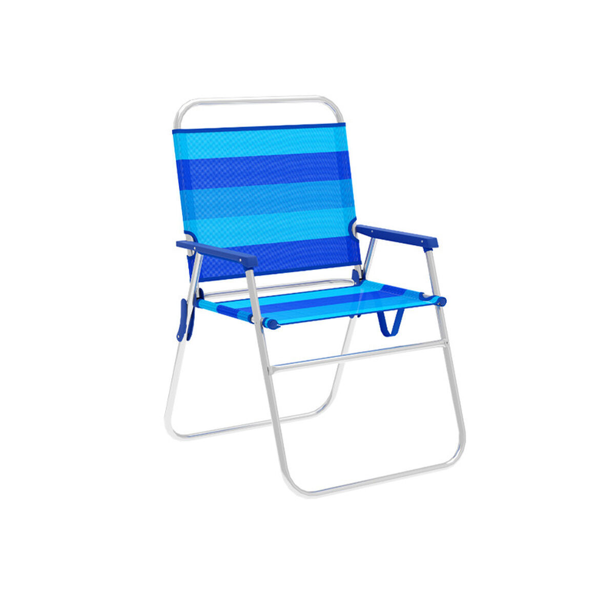 Marbueno Klappstuhl Aluminium mit blau gestreiftem Kissen Strand und Pool 52X