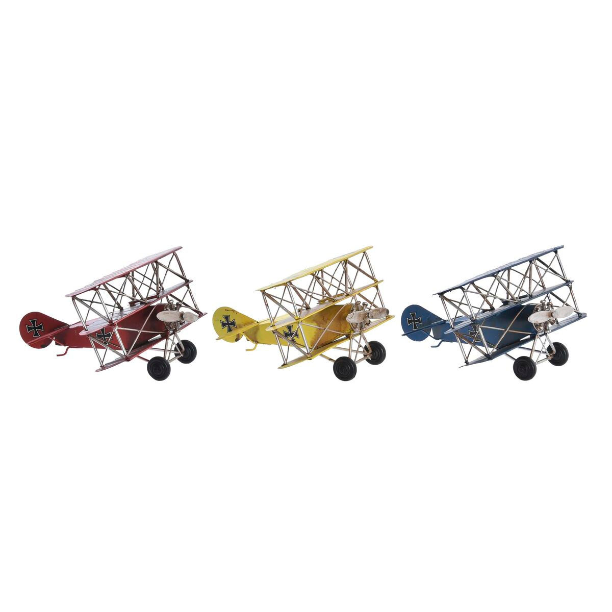 Deko-Figur DKD Home Decor Flugzeug Vintage 16 x 15 x 9 cm (3 Stücke)