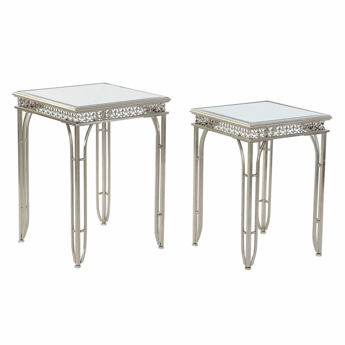 Beistelltisch DKD Home Decor Spiegel Silberfarben Metall (40 x 40 x 56 cm) (2