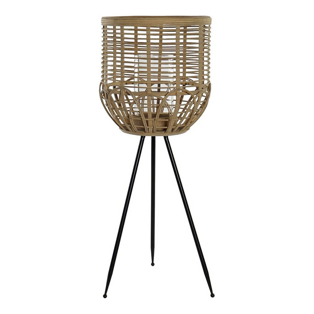 Kerzenschale DKD Home Decor Braun Schwarz Metall Kristall Rattan Stehend (31