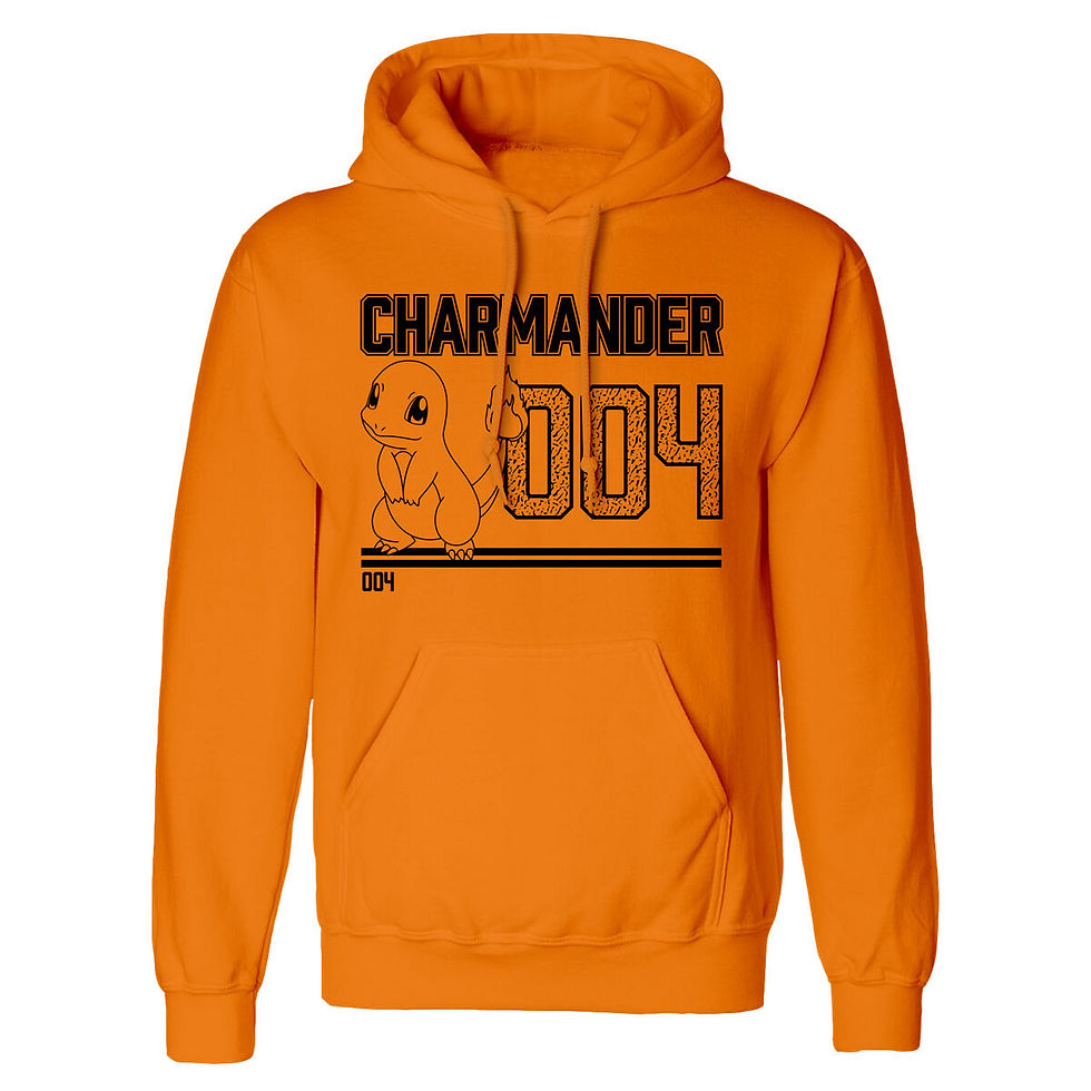 Unisex Sweater mit Kapuze Pokémon Charmander Line Art Orange