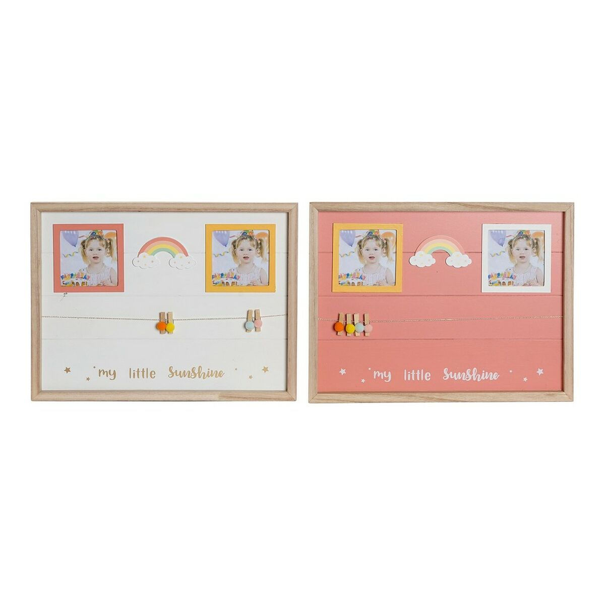 Bilderrahmen mit Klammern DKD Home Decor Holz MDF Für Kinder Regenbogen 42 x
