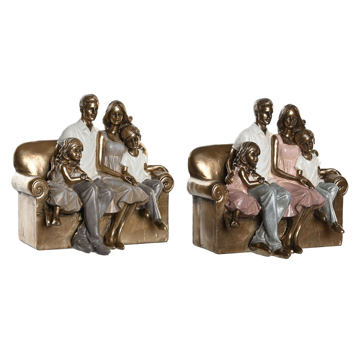 Deko-Figur DKD Home Decor 19 x 13 x 18 cm Rosa Gold Weiß (2 Stück)
