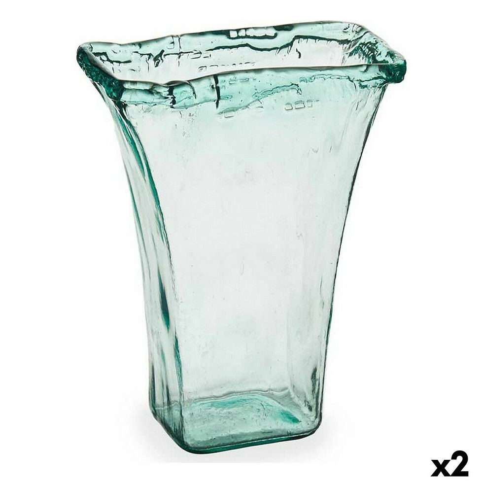 Vase Gift Decor Durchsichtig Kristall Recyceltes Glas 27 x 34,5 x 14 cm (2 St