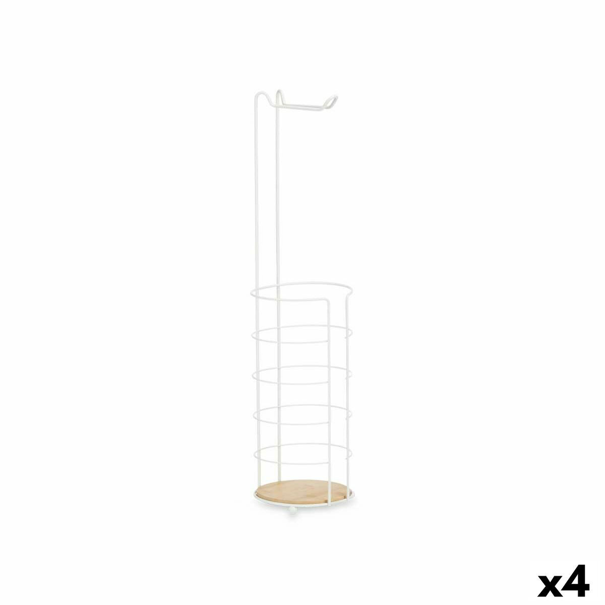 Toilettenpapierrollenhalterung Weiß Metall Bambus 16,5 x 63,5 x 16,5 cm (4 St