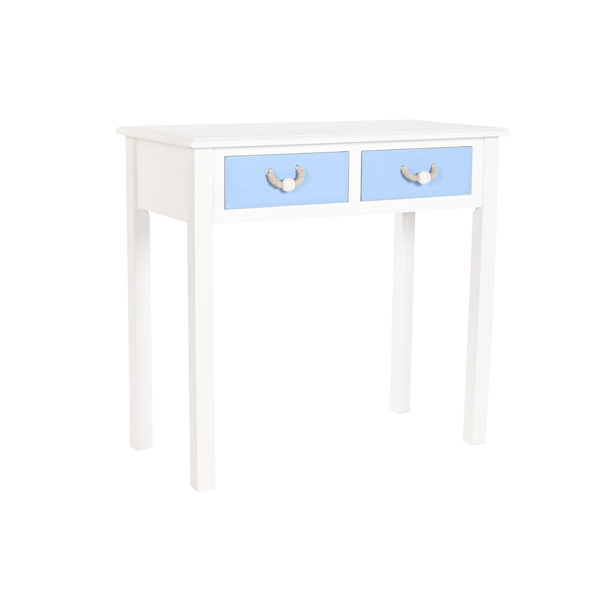 Konsole DKD Home Decor Weiß Braun Himmelsblau Marineblau Schnur Holz MDF 80 x