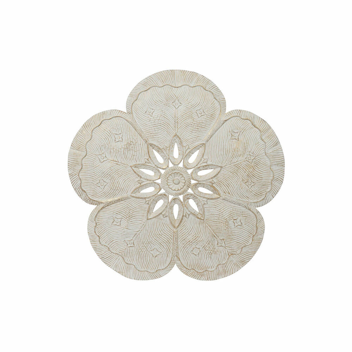 Wanddekoration DKD Home Decor Blume Gold Weiß Romantisch Holz MDF (120 x 2 x