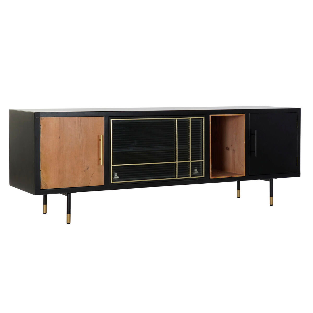 TV-Möbel DKD Home Decor Schwarz Dunkelbraun Kristall Holz MDF 166 x 40 x 55 c