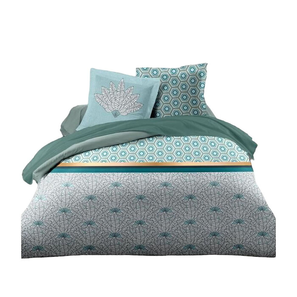 Bettbezug-Set HOME LINGE PASSION Weiß grün Smaragdgrün Doppelbett 240 x 260 c