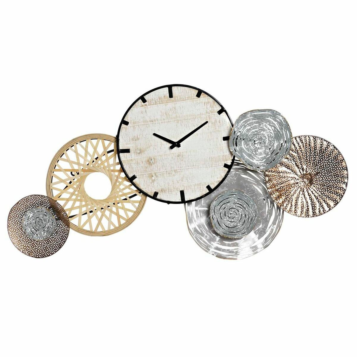 Wanduhr DKD Home Decor Grau Metall Kreise Holz MDF (99 x 7.6 x 54.3 cm)