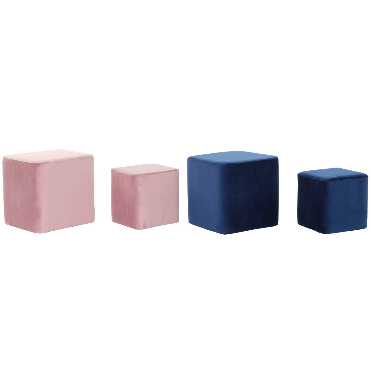Fußstütze DKD Home Decor Marineblau Hellrosa Holz Kunststoff Samt Urban 36 x