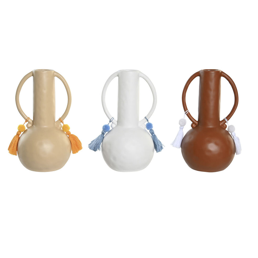 Vase DKD Home Decor Weiß Beige Terrakotta Dolomite Randbereich 14 x 14 x 25,6