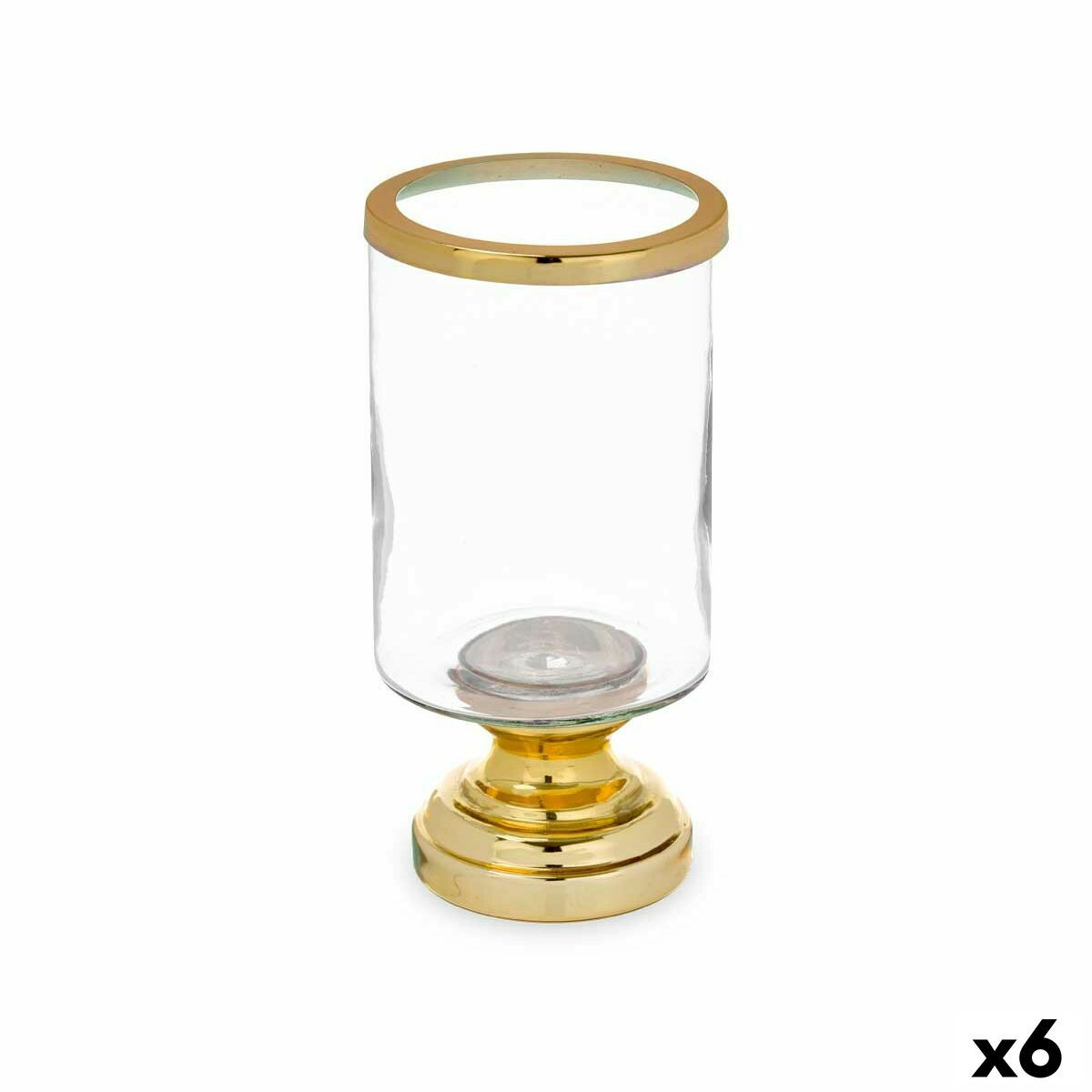 Kerzenschale Glas Gold Stahl 12 x 24,5 x 12 cm (6 Stück)