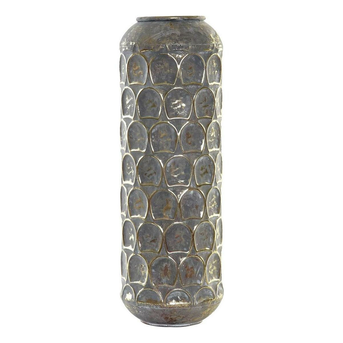 Vase DKD Home Decor Antiker Finish Grau Gold Metall Orientalisch 19 x 19 x 47