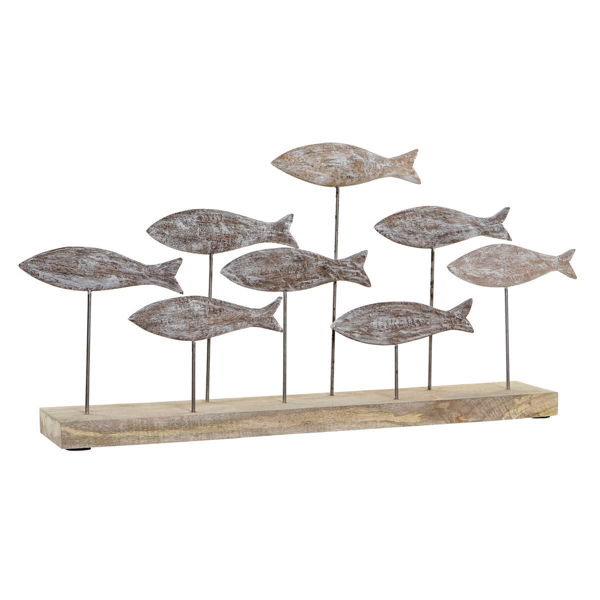 Deko-Figur DKD Home Decor natürlich Braun Weiß Eisen Mango-Holz Matrose Fisch