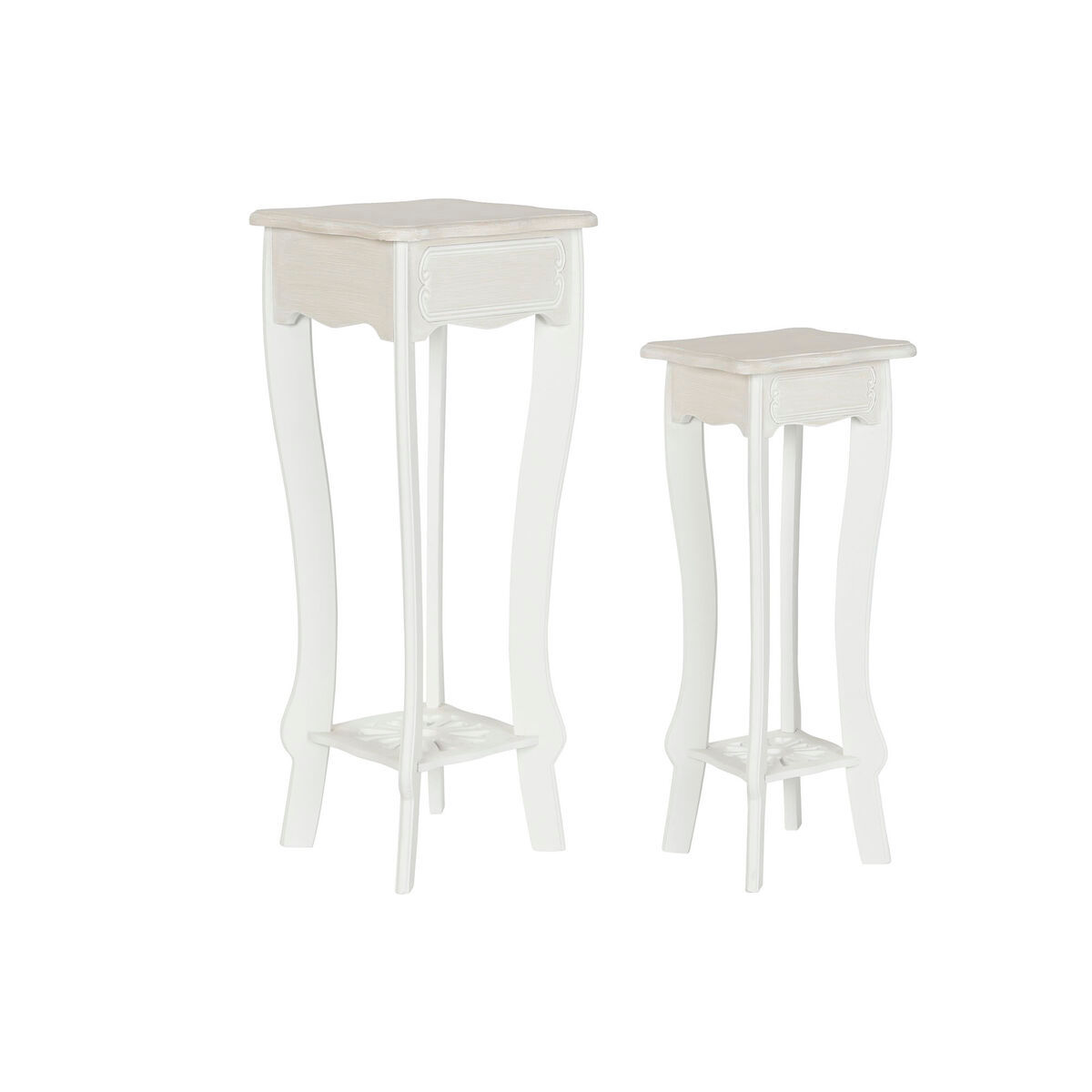 Satz mit 2 Tischen DKD Home Decor Weiß Hellbraun 30 x 30 x 76,5 cm